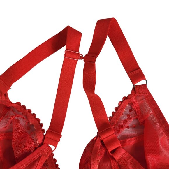 Elomi Matilda Plunge Bra Red 38G Underwire Unlined Adj Side Panels J Hook Chilli - Picture 9 of 10